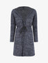Gilet mi-long à capuche et liens - Bleu - 1