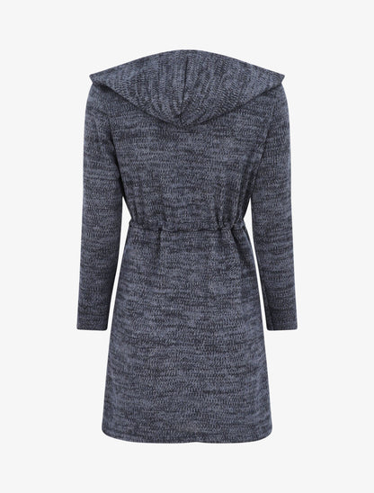 Gilet mi-long à capuche et liens - Bleu - 2