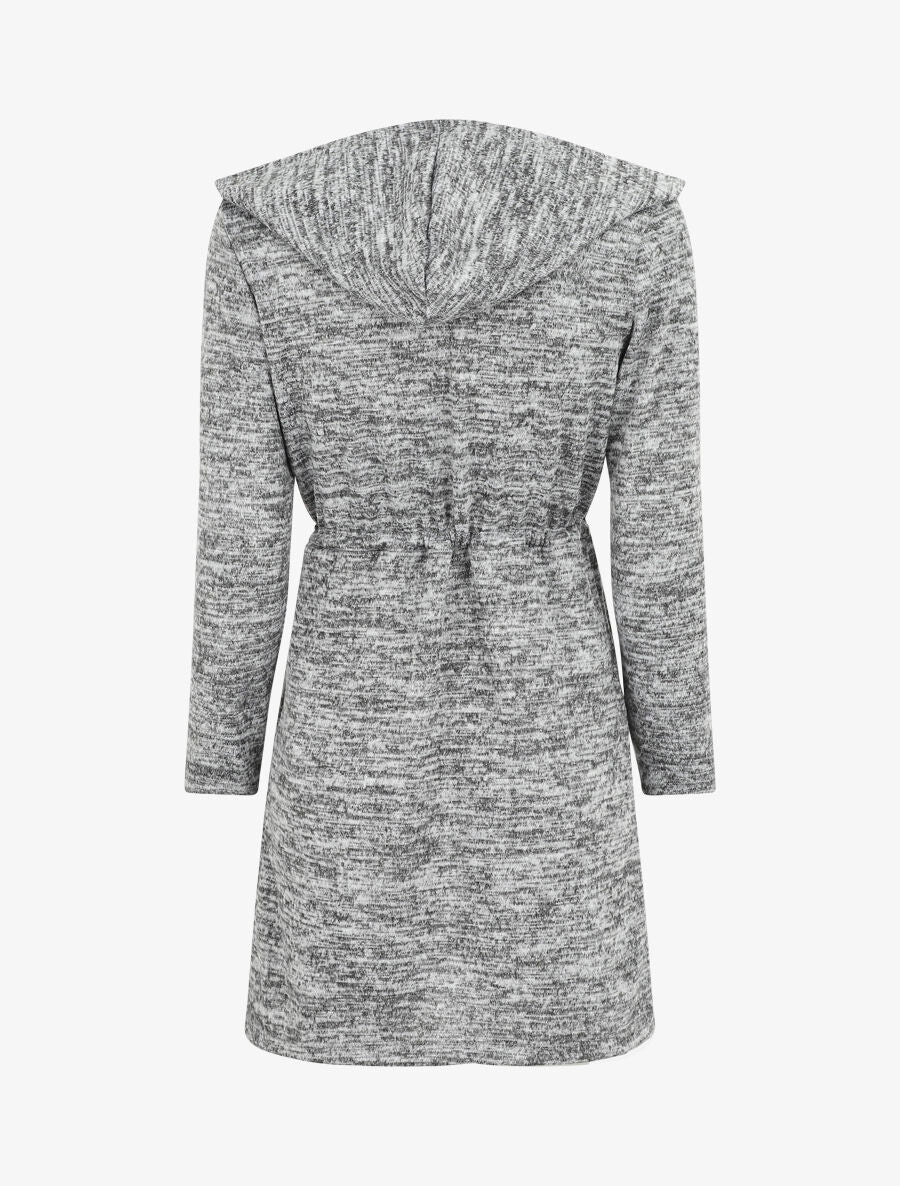 Gilet mi-long à capuche et liens - Gris - 2