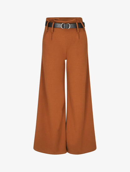 Pantalon fluide coupe ample - Camel - 1