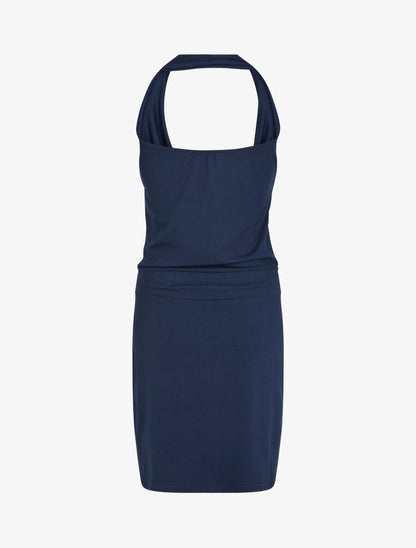 Robe à dos nu et col bénitier - Marine - 2