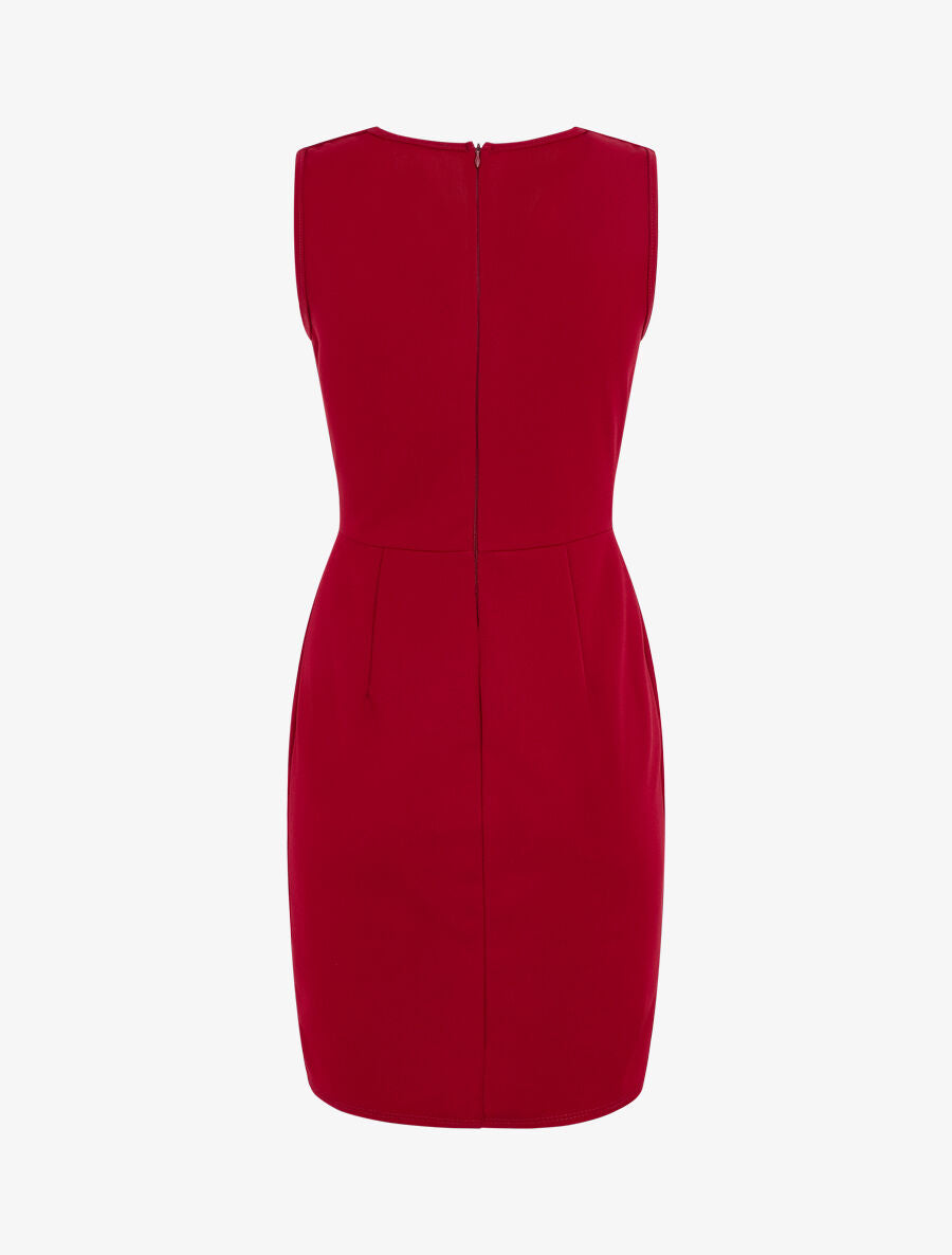 Robe unie sans manches à boutons - Framboise - 3