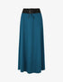 Jupe longue droite unie à taille élastiquée - Bleu canard - 4