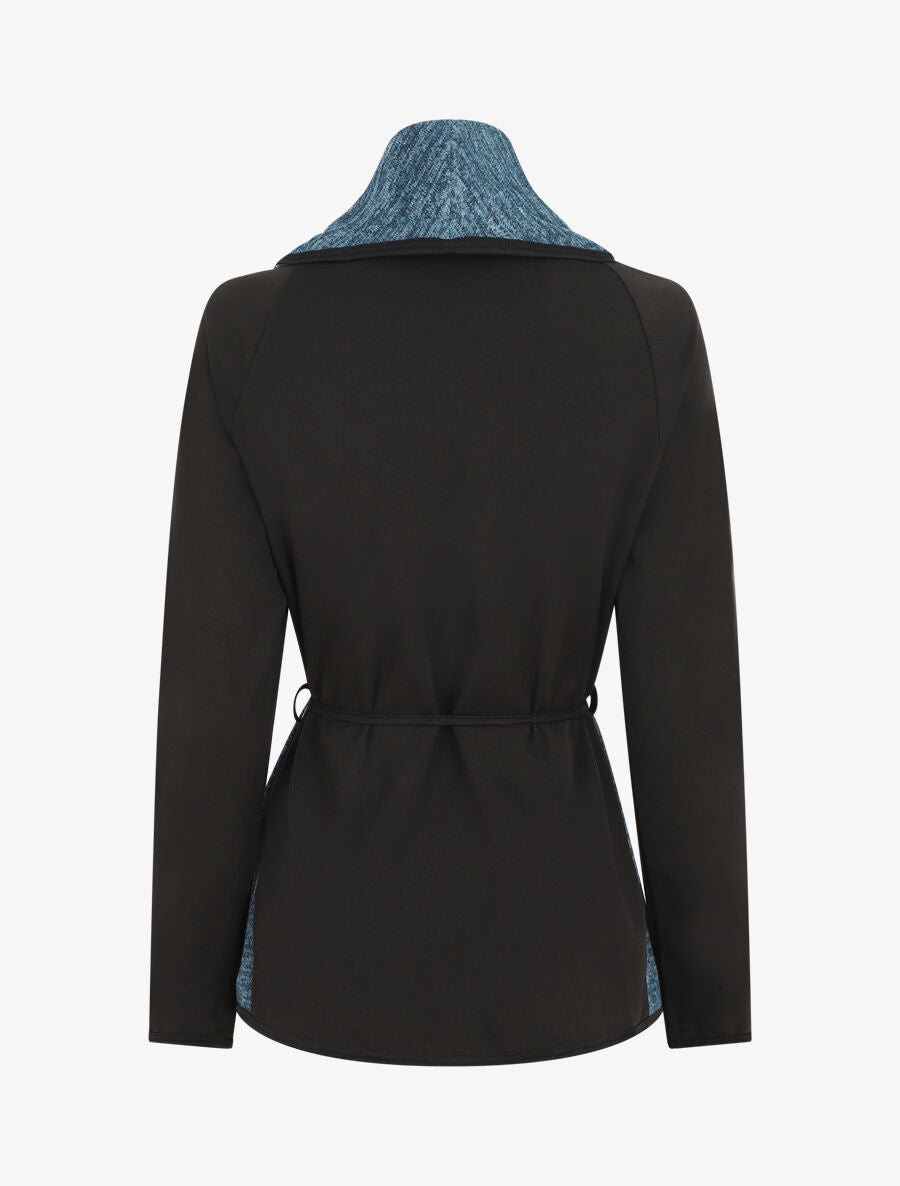 Gilet bi-matière col châle - Bleu - 2