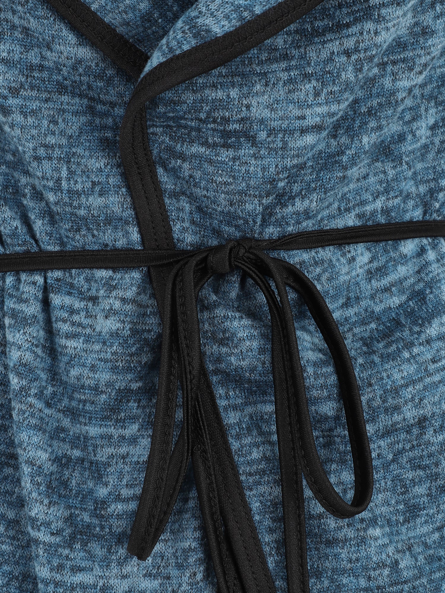 Gilet bi-matière col châle - Bleu - 3