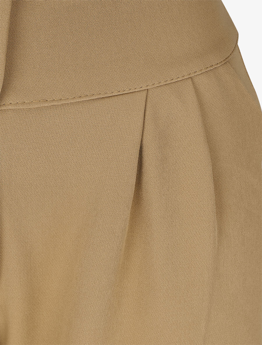 Pantalon uni à taille élastiquée - Camel - 3