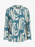 Blouse fluide à imprimé graphique - Bleu canard - 1