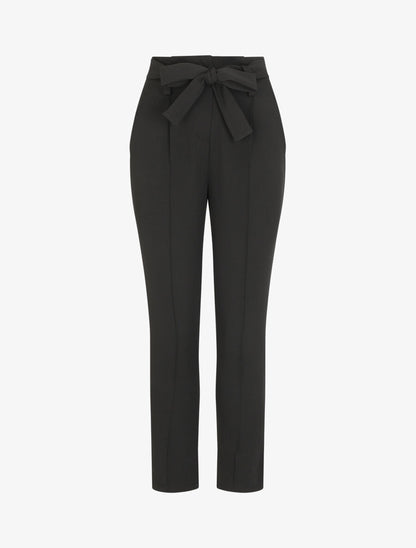 Pantalon fluide uni à taille élastiquée - Noir - 3