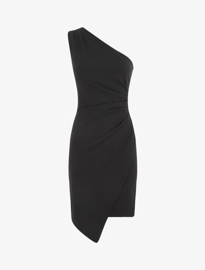 Robe à bretelles asymétriques effet drapé - Noir - 4