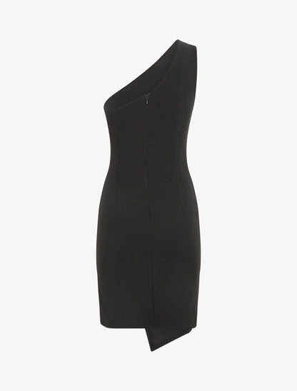 Robe à bretelles asymétriques effet drapé - Noir - 2