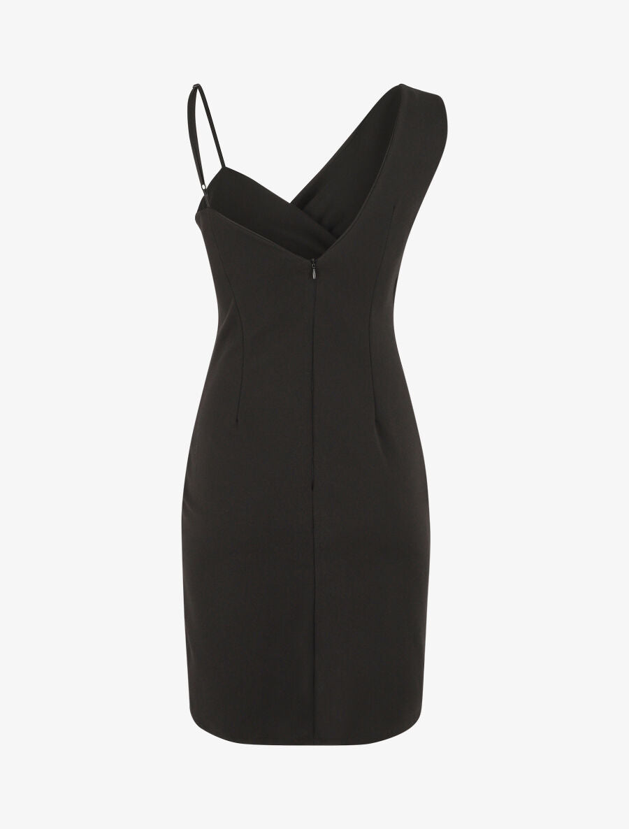 Robe fourreau à bretelles asymétriques - Noir - 2