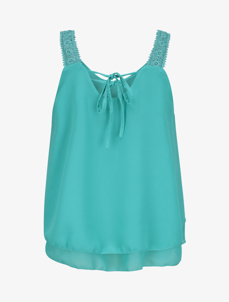 Top en voile fin transparent - Turquoise - 2