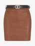 Jupe courte en simili - Marron - 1