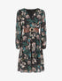Robe col cache-coeur imprimé orchidées - Vert - 1