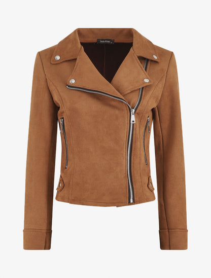 Veste en suédine style perfecto - Marron - 1