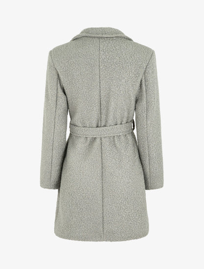 Manteau long effet peau de mouton - Gris - 2