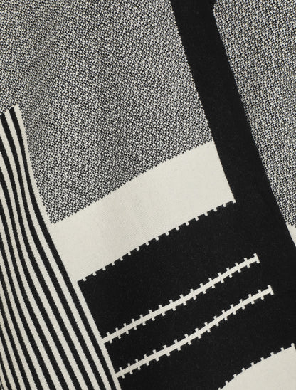 Poncho à imprimé graphique et franges - Noir - 4
