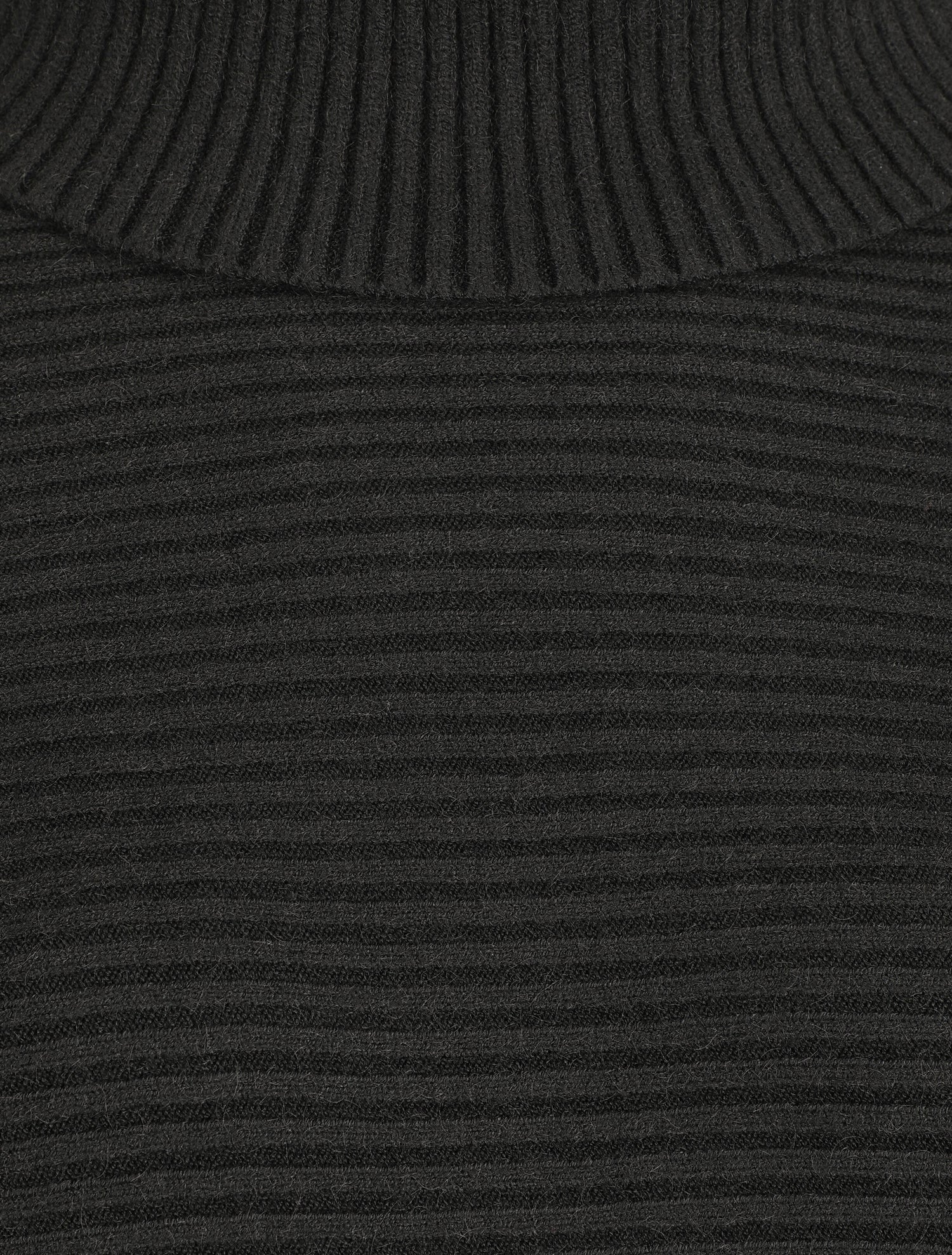 Pull droit côtelé à col roulé - Noir - 3