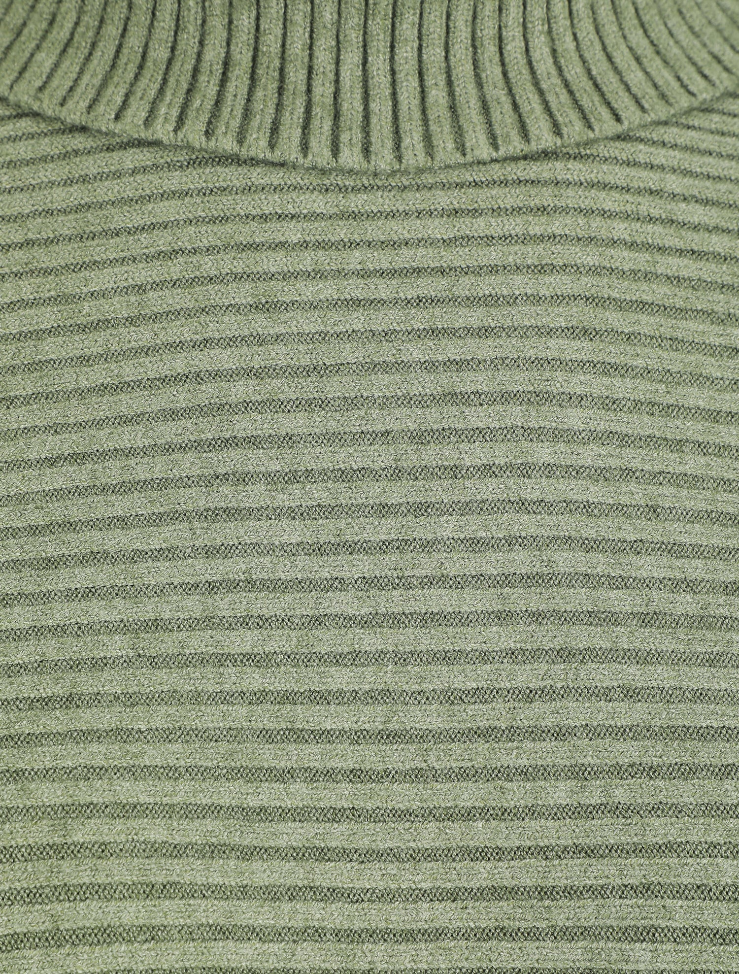 Pull droit côtelé à col roulé - Vert olive - 3