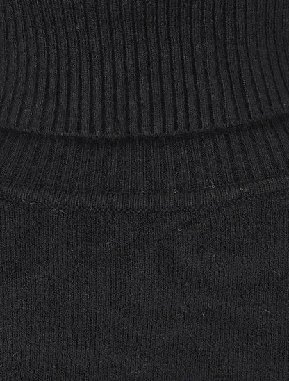Pull fin uni col roulé - Noir - 3