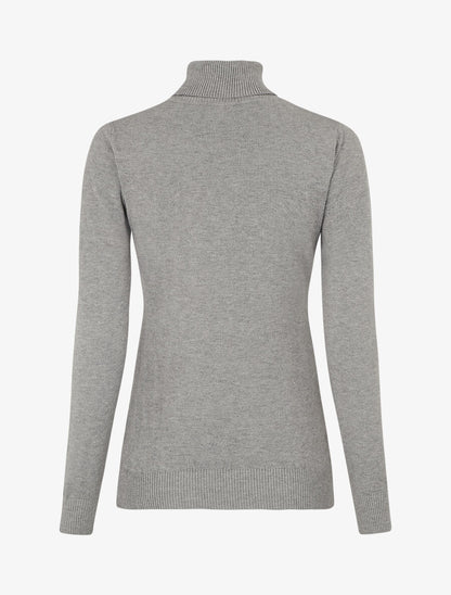 Pull fin uni col roulé - Gris - 2