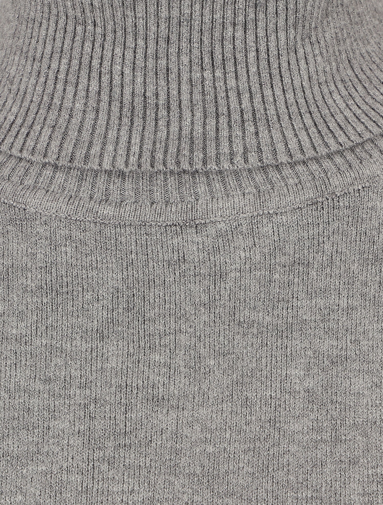 Pull fin uni col roulé - Gris - 3