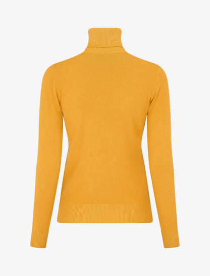 Pull fin uni col roulé - Jaune moutarde - 2