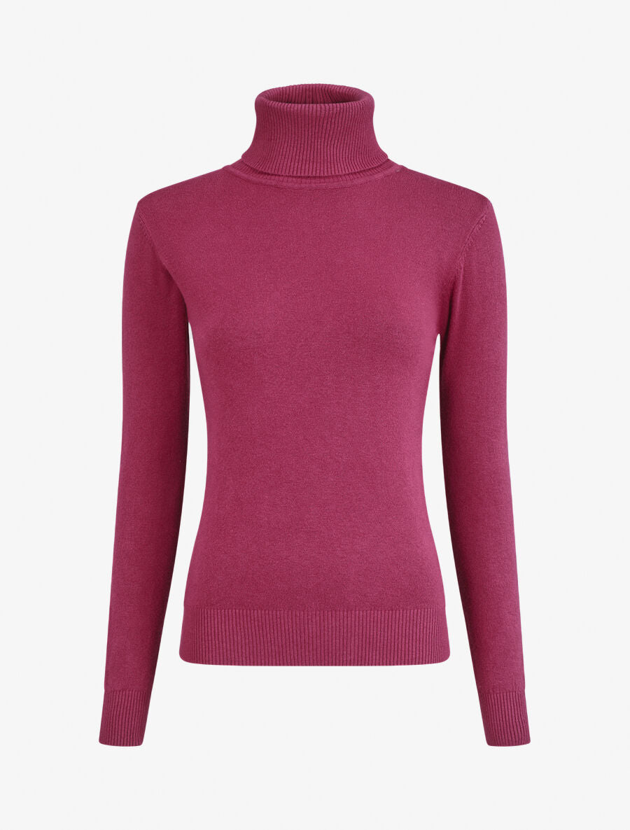 Pull uni à col roulé - Violet - 5