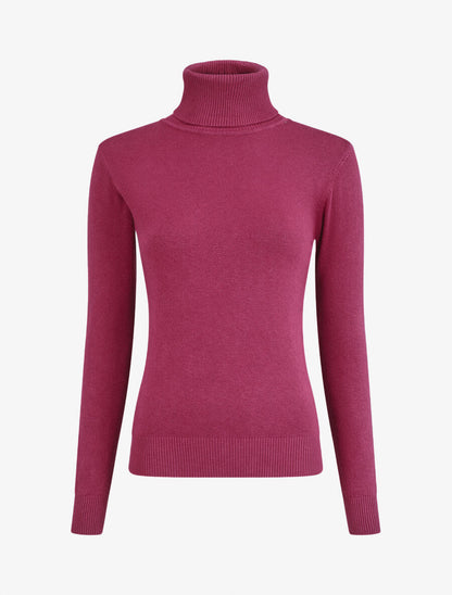 Pull uni à col roulé - Violet - 5