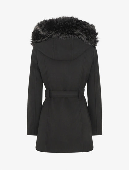 Manteau ajusté à capuche amovible - Noir - 2