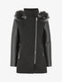 Manteau à capuche et à manches en simili - Noir - 1