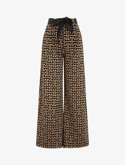 Pantalon ample à imprimé graphique - Camel - 1