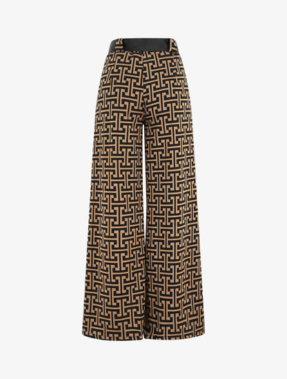 Pantalon ample à imprimé graphique - Camel - 2
