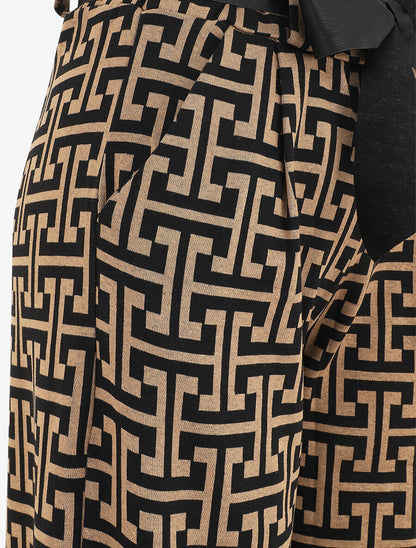 Pantalon ample à imprimé graphique - Camel - 3