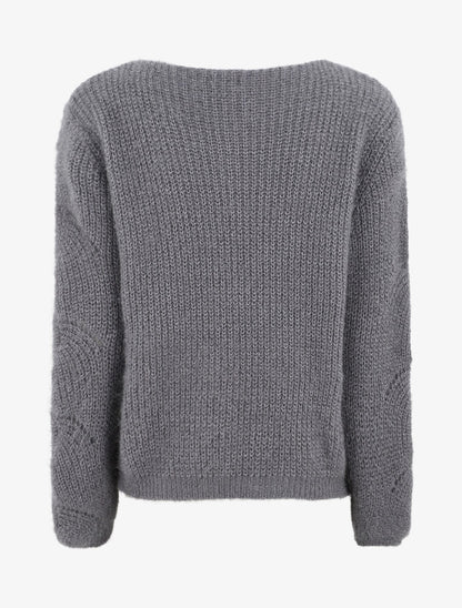 Pull uni duveteux - Gris - 2