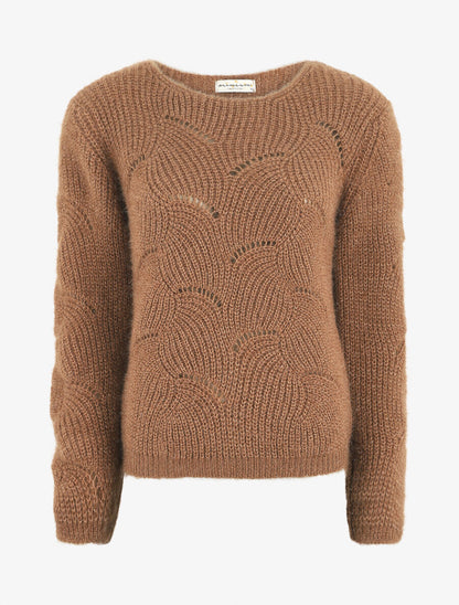 Pull uni duveteux - Camel - 1
