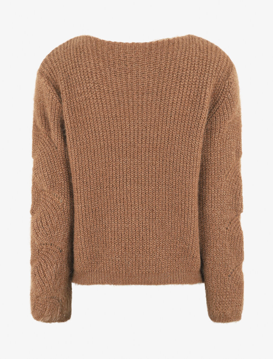 Pull uni duveteux - Camel - 2