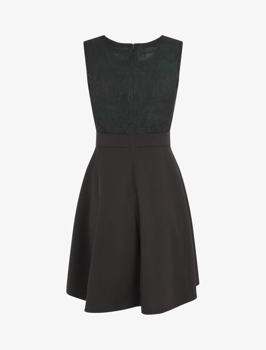 Robe courte patineuse à dentelle - Vert foncé - 2