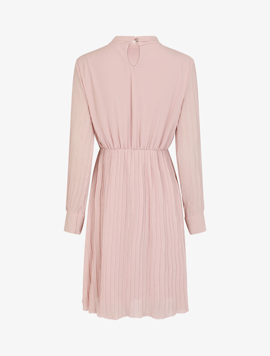 Robe longue à jupe et manches plissées - Rose - 2