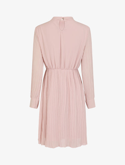 Robe longue à jupe et manches plissées - Rose - 2