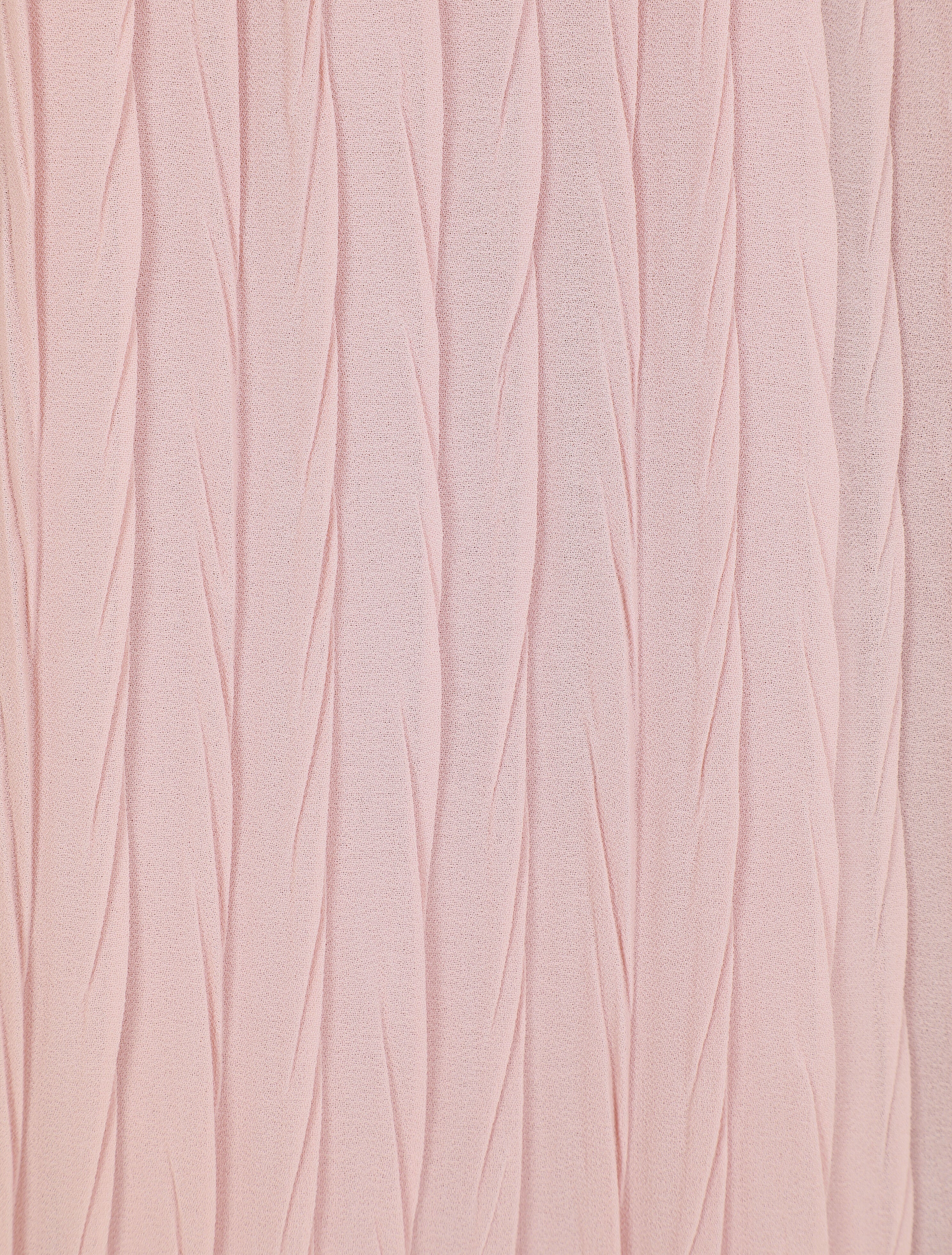 Robe longue à jupe et manches plissées - Rose - 3