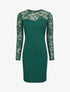 Robe droite à manches en dentelle - Vert sapin - 1
