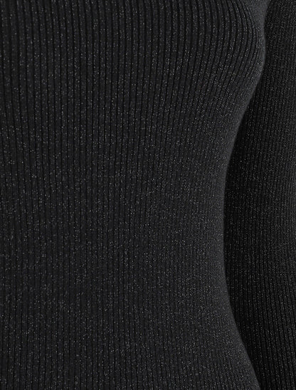 Pull col roulé ajusté et irisé - Noir - 3
