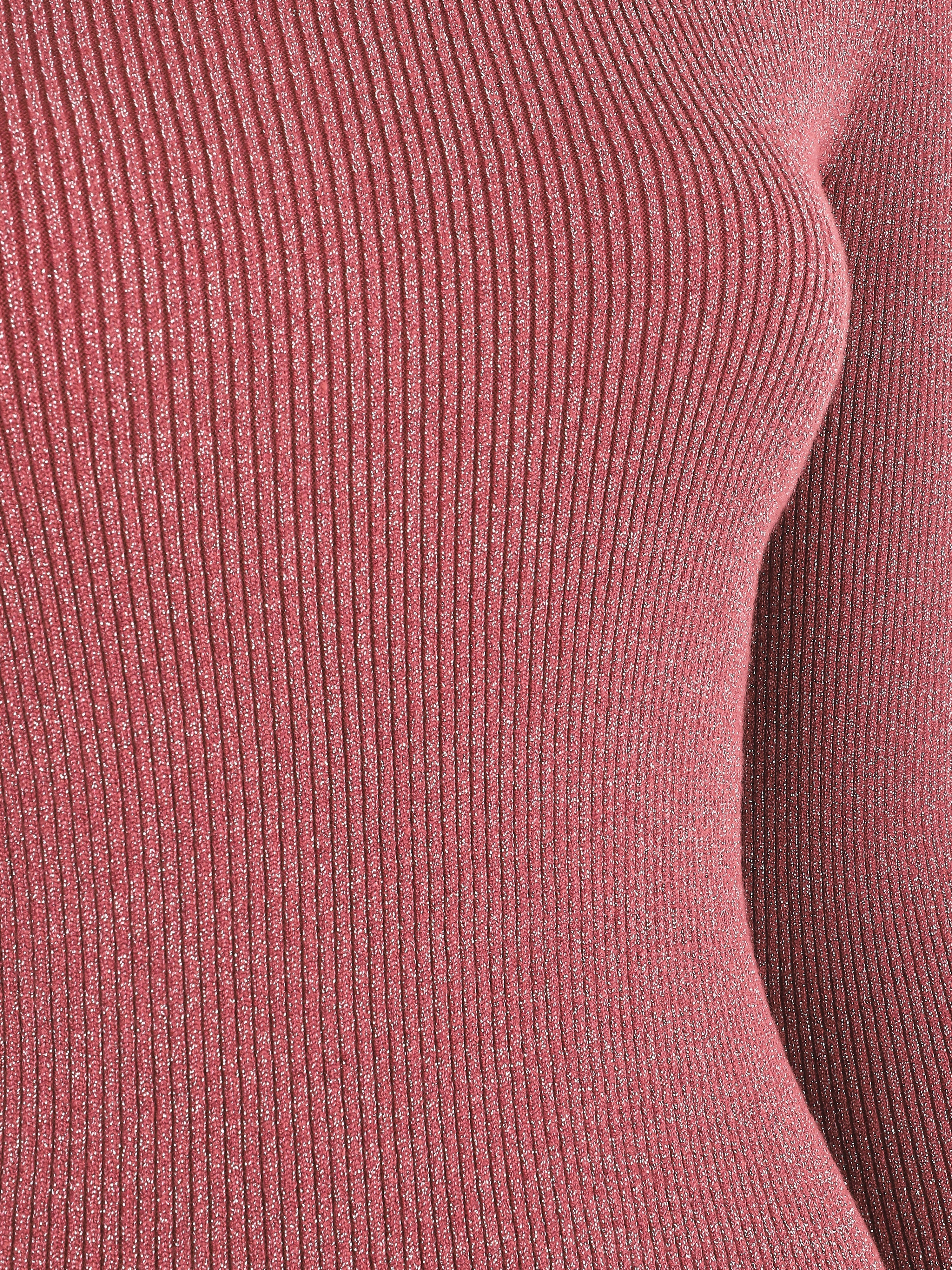 Pull col roulé ajusté et irisé - Vieux rose - 3