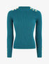 Pull col montant ajusté à boutons - Bleu canard - 5