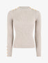 Pull col montant ajusté à boutons - Beige - 1