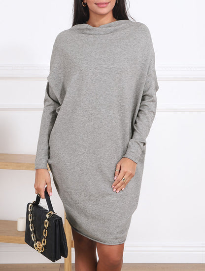 Robe pull mi-longue à boutons décoratifs au dos - Gris - 3