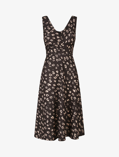 Robe midi imprimé léopard - Noir - 4