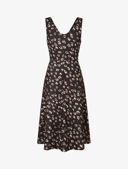 Robe midi imprimé léopard - Noir - 2