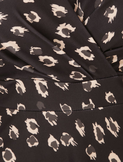Robe midi imprimé léopard - Noir - 3